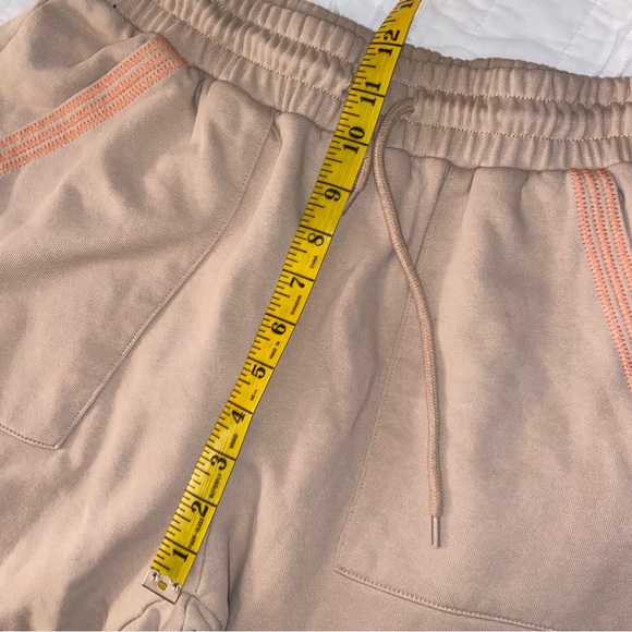 Hand Stitched by Halee Ann Tan Sweatpant Joggers Orange Embroidered Side Detail - Picture 8 of 8